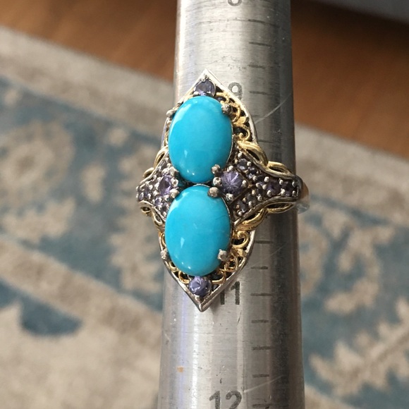 Sleeping beauty & tanzanite gold silver ring - Picture 5 of 7